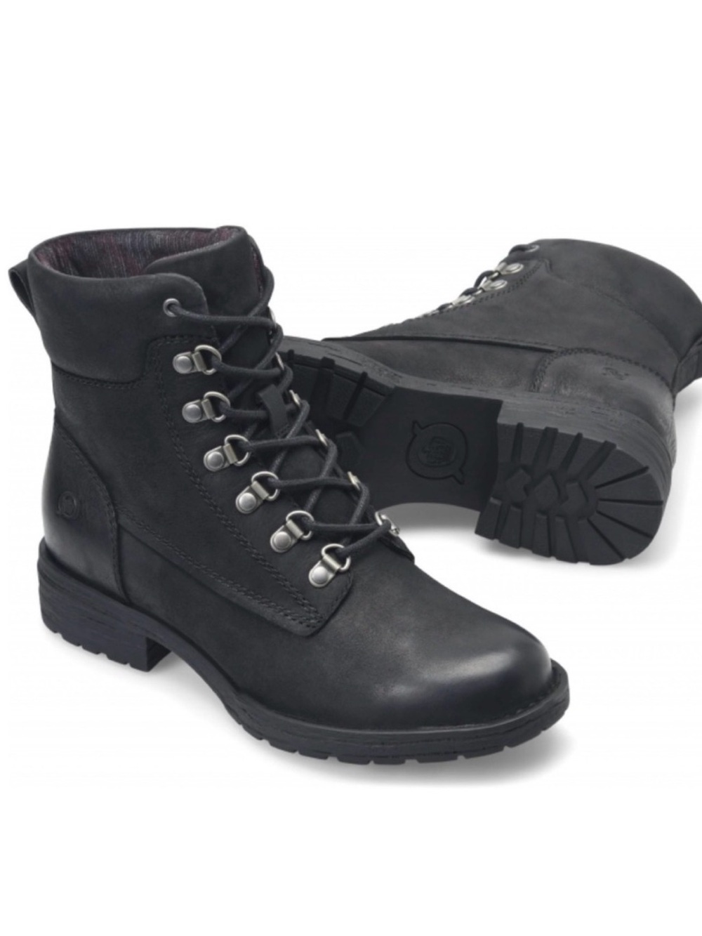 Born Codi black waterproof suede lace up ankle boots size 8 - Picture 1 of 8